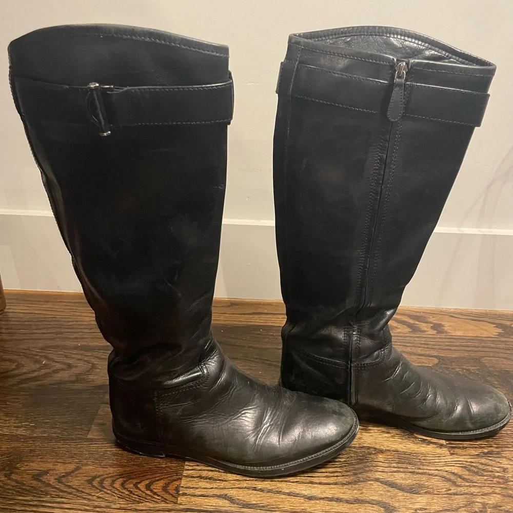 Tory Burch Black Leather Riding Boots - Picture 6 of 9